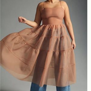 NEW- OhSevenDays Tiered Sheer Midi Dress- size XS